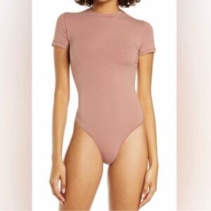 SKIMS Cotton Jersey Rose Clay Short Sleeve Bodysuit
